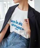 Spick & Span 《予約》フロッキーロゴスラブTシャツ スピックアンドスパン トップス カットソー・Tシャツ ホワイト イエロー【送料無料】