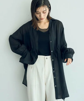 YECCA VECCA シアー2way袖バルーンチュニック イェッカヴェッカ トップス シャツ・ブラウス ブラック ピンク ベージュ オレンジ【送料無料】