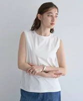 YECCA VECCA コットンスムースノースリーブトップス イェッカヴェッカ トップス カットソー・Tシャツ ブラック ホワイト ベージュ【送料無料】
