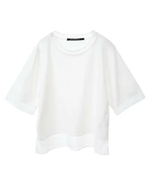 YECCA VECCA シアーMIXプルオーバー イェッカヴェッカ トップス カットソー・Tシャツ ホワイト ブラック【送料無料】