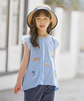 組曲 KIDS 【150-160cm】フラワーエンブロイダリー チュニック クミキョク トップス カットソー・Tシャツ ホワイト ブルー【送料無料】