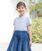 組曲 KIDS 【110-140cm】ストレッチカノコ ポロシャツ クミキョク トップス ポロシャツ ホワイト ブルー【送料無料】