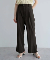 YECCA VECCA ベルト付きタックストレートパンツ イェッカヴェッカ パンツ その他のパンツ グレー ベージュ【送料無料】