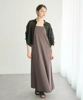YECCA VECCA 【予約】[2点SET]ドロストシアーシャツセットキャミワンピース イェッカヴェッカ ワンピース・ドレス ワンピース グレー ブラック ベージュ【送料無料】