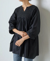 BEARDSLEY フクレ刺繍チュニック ビアズリー トップス シャツ・ブラウス ブラック【送料無料】