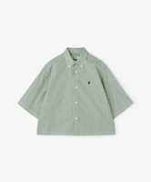 Bshop Gymphlex ｜ ショート ボタンダウン半袖シャツ STRIPE WOMEN ビショップ トップス シャツ・ブラウス グリーン【送料無料】