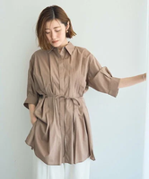 YECCA VECCA 【ORGABITS】タックロングシャツ イェッカヴェッカ トップス シャツ・ブラウス ブルー イエロー ベージュ【送料無料】