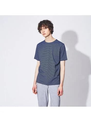 ABAHOUSE 【ノンストレス】COTTON LYCRA 圧着 クルーネック 半袖 Tシャツ