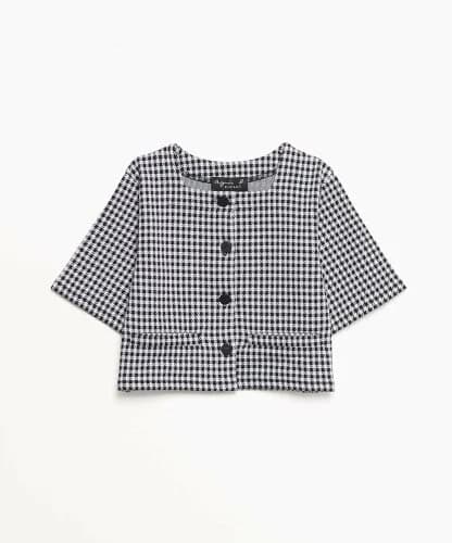 agnes b. ENFANT JHN0 E CARDIGAN キッズ ハンドトゥース スクエアネックカーディガン