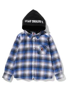 A BATHING APE (K)CHECK HOODIE LAYERED SHIRT