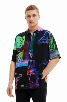 Desigual ネオンカラー リゾートシャツ