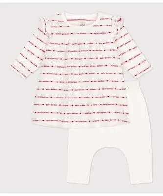 PETIT BATEAU ジャカードワンピース&レギンスセット