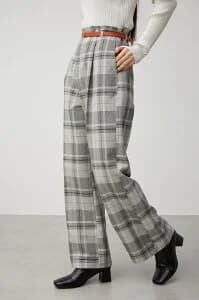 AZUL by moussy COLOR BELT CHECK PANTS