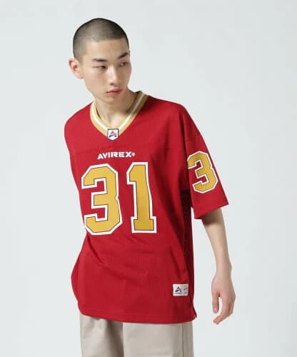 AVIREX MESH FOOTBALL GAME T-SHIRT / メッシュ フットボール ゲーム Tシャツ