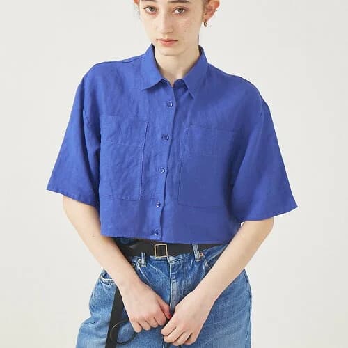 Rouge vif la cle 【セットアップ対応】麻製品染ショートシャツ