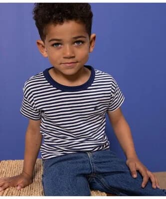 PETIT BATEAU スラブジャージボーダー半袖Tシャツ