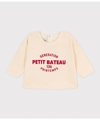 PETIT BATEAU プリントスウェット長袖プルオーバー