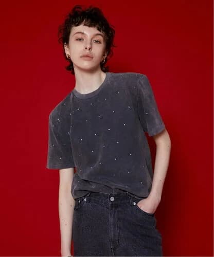 MAISON SPECIAL ピグメントラインストーンTシャツ