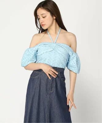 GUESS Tシャツ (W)Aini Eyelet Crop Top