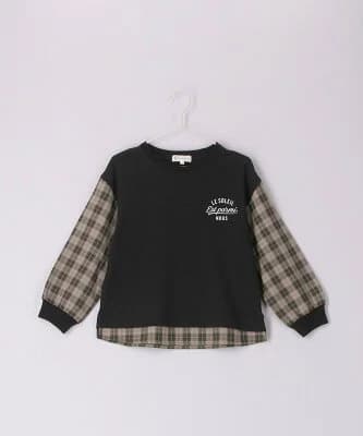 ROPE' PICNIC KIDS 【KIDS】ユニセックス袖チェック柄ドッキングロングTシャツ