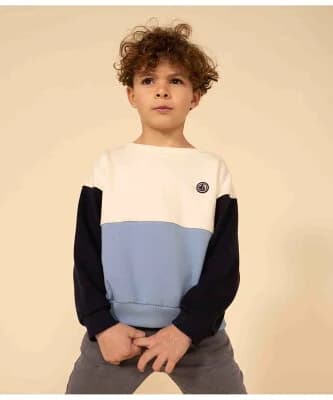 PETIT BATEAU バイカラースウェットプルオーバー