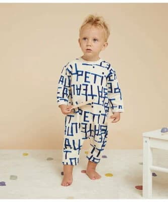 PETIT BATEAU スウェットプリントロンパース