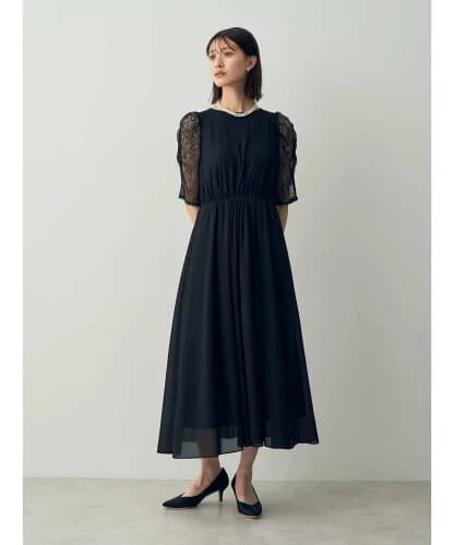 YECCA VECCA パワーショルダーレースドレス
