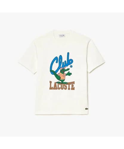 LACOSTE バーシティグラフィックプリントクルーネックTシャツ