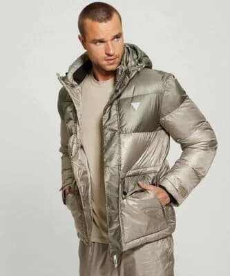 GUESS GUESS ジャケット/アウター (M)Hooded Long Puffer Jacket