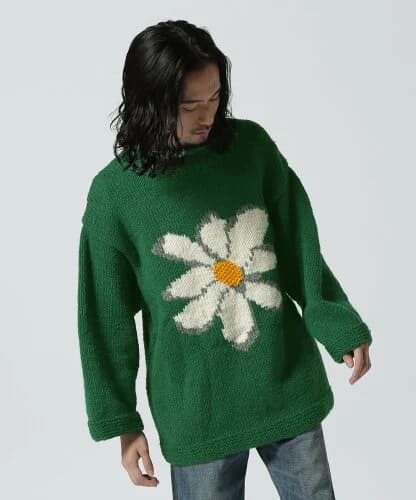 B'2nd MacMahon Knitting Mills/マクマホンニッティングミルズ Roll Neck Knit-Flower