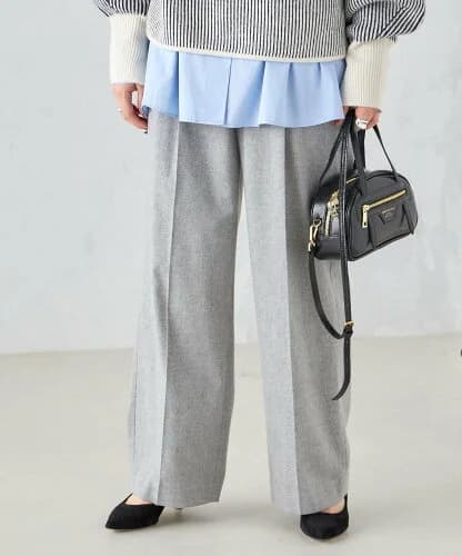 SHIPS ワンタック ストレート パンツ gray◇