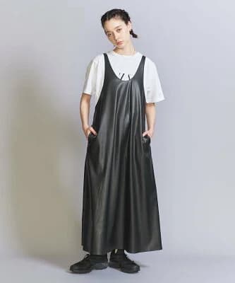 レザーライク レイヤード ワンピース