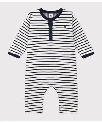 PETIT BATEAU マリニエールダブルジャージロンパース