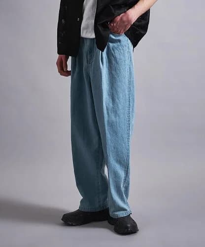 ＜monkey time＞ COTTON LINEN DENIM 1P WIDE PANTS/デニムパンツ