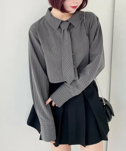Heather ネクタイショートシャツ