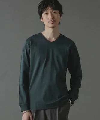 NANO universe アンチスメルVネックTシャツ 長袖