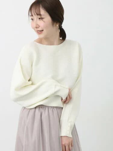 Te chichi 袖パール横リブドルマンニット