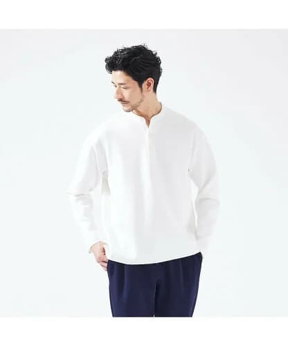 ABAHOUSE Vネック スキッパー 長袖Tシャツ