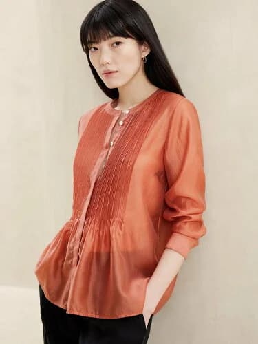 BANANA REPUBLIC FACTORY STORE ピンタックオーガンザブラウス