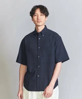 UNITED ARROWS シアサッカー ボタンダウン フォルム ショートスリーブ シャツ