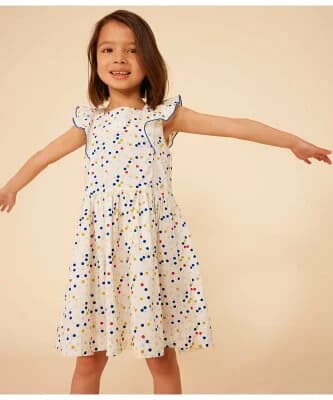 PETIT BATEAU ポプリンドットプリントワンピース