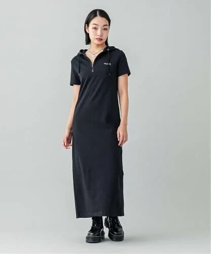 X-girl HALF ZIP HOODED LONG DRESS ドレス