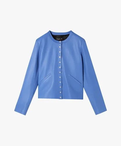 agnes b. FEMME CU32 VESTE レザーカーディガンプレッション