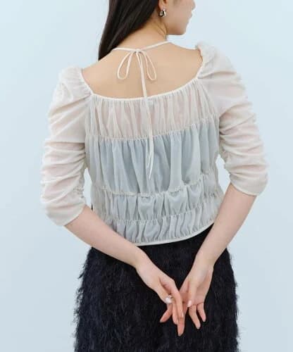 DRESSTERIOR CODE A｜sheer gather blouse