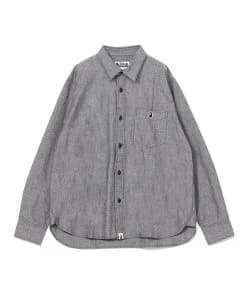 A BATHING APE ONE POINT RELAXED FIT CHAMBRAY SHIRT