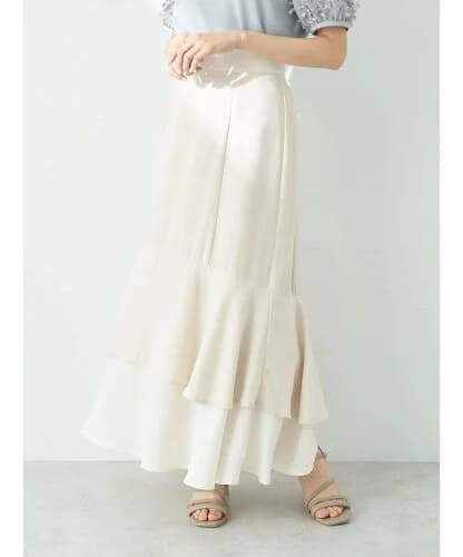earth music&ecology バイカラーラッフルヘムスカート