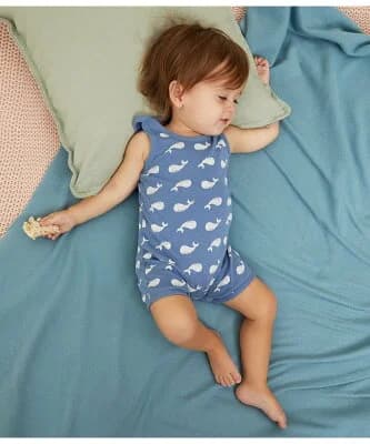 PETIT BATEAU プリントショートロンパース