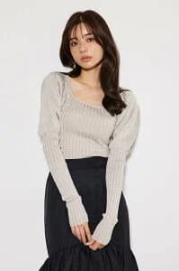 rienda スクエアNCパフSLV Knit TOP