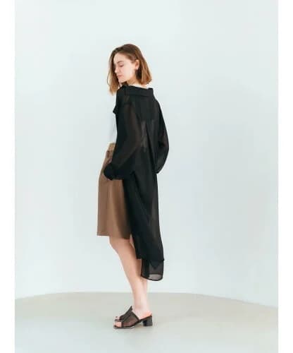 YECCA VECCA シアースリットロングシャツワンピース