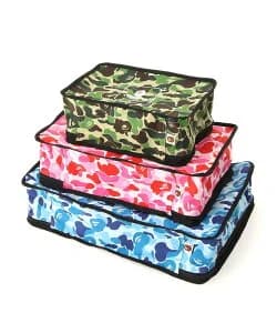 A BATHING APE (M)Goods ABC CAMO柄配色のナイロン素材を使用したトラベルポーチのセット